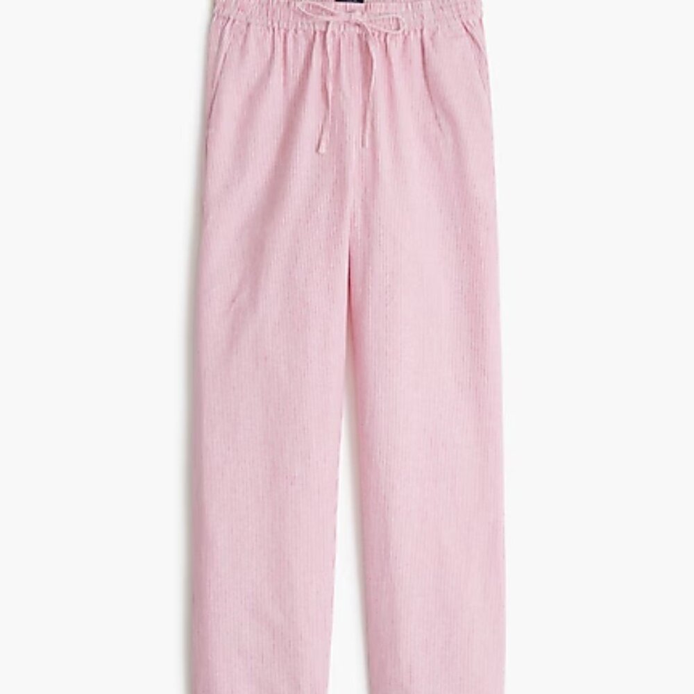 STORE CLOSING 3/30! J. Crew Linen Drawstring Pant Pink/White Seersucker Size 4